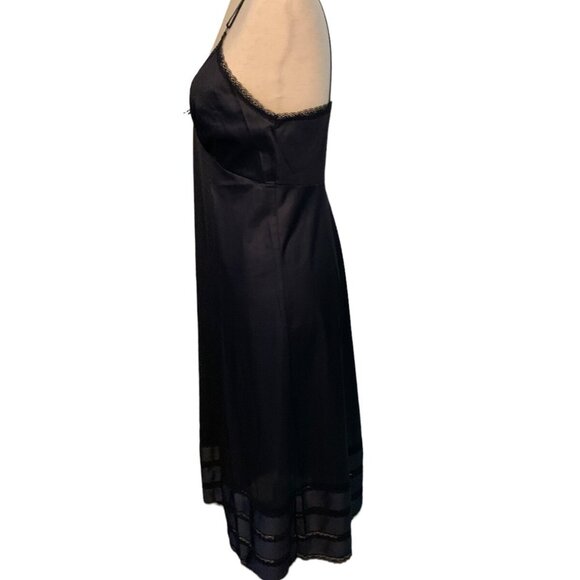Vintage SEARS Black w Tiered Lace Size 34 (M) Women's Slip Sleepwear Dress - Picture 2 of 11